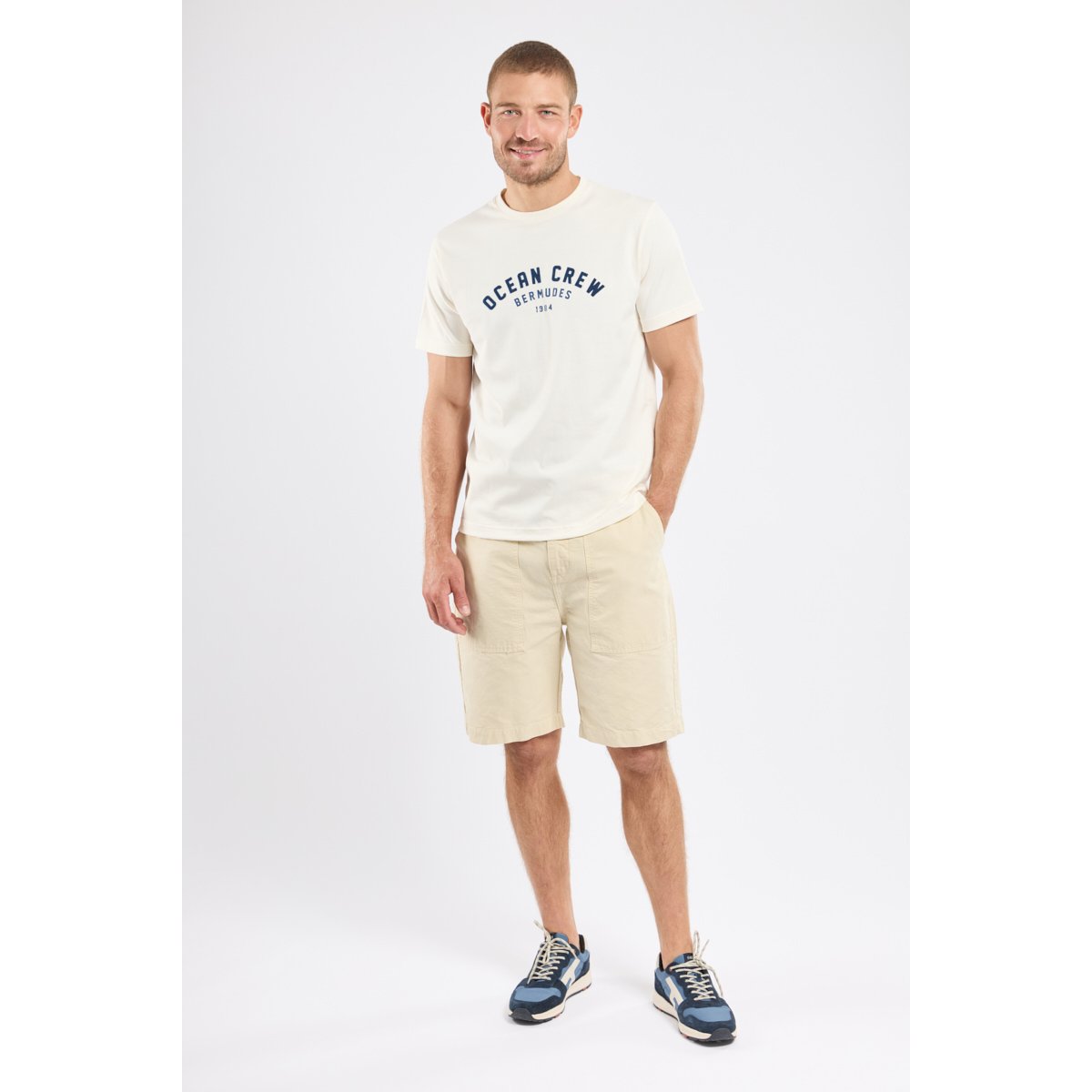 T-shirt VARA en coton biologique pour homme ecru, BERMUDES