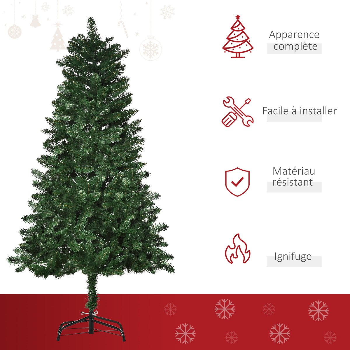 Sapin de Noël PVC Vert vert, HOMCOM