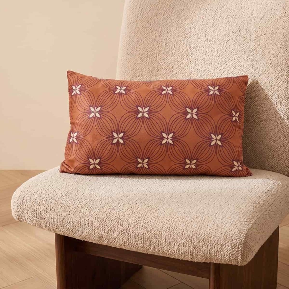 Coussin en velours à motifs 30x50cm orange, ORNAMI