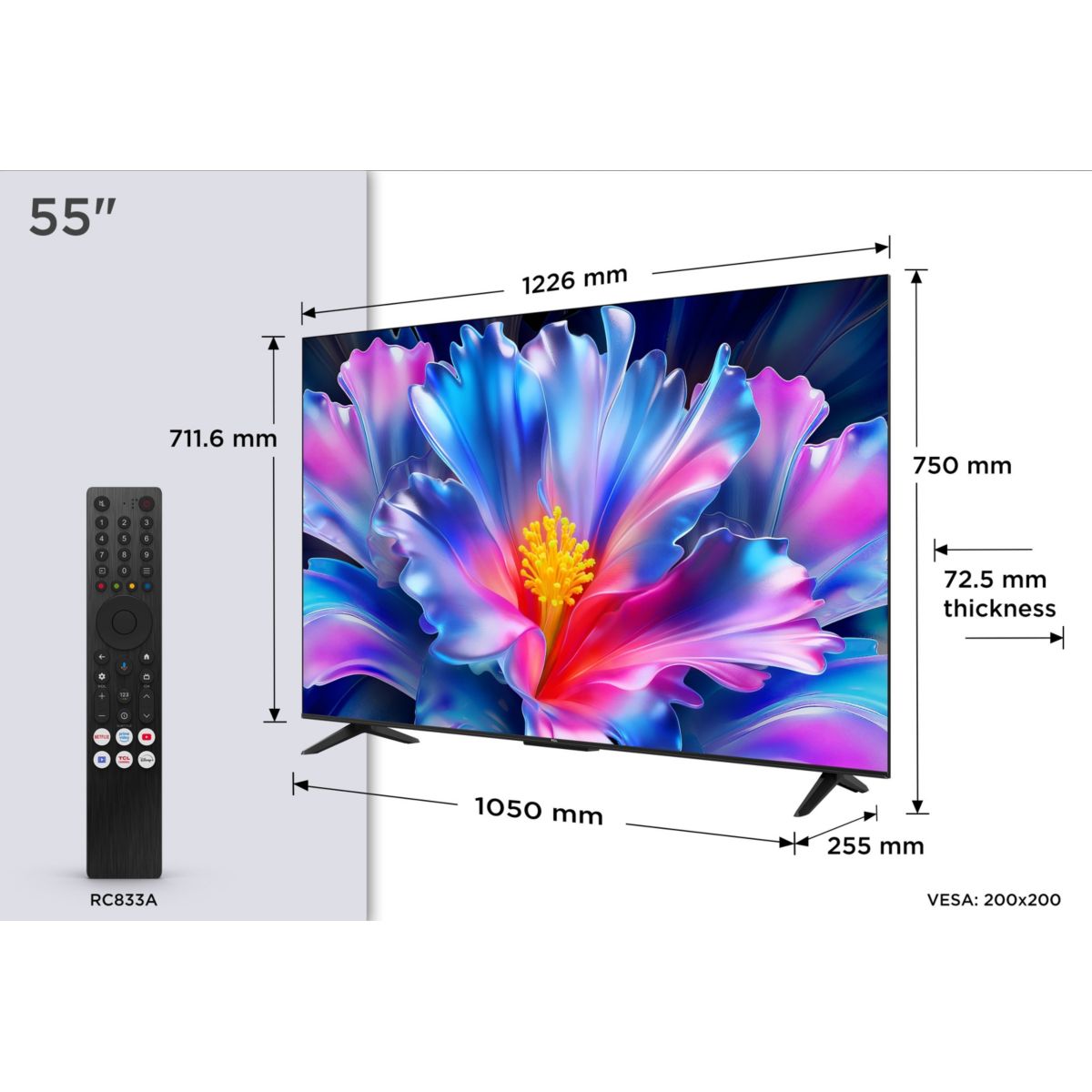 TV LED 55P6L (2026) 55" (140 cm) couleur unique, TCL