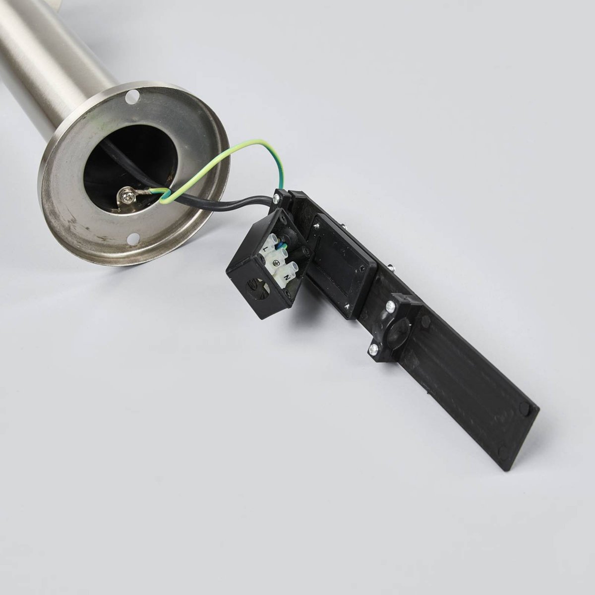 Luminaire extérieur en inox moderne, Noemi acier inoxydable, transparent, LINDBY