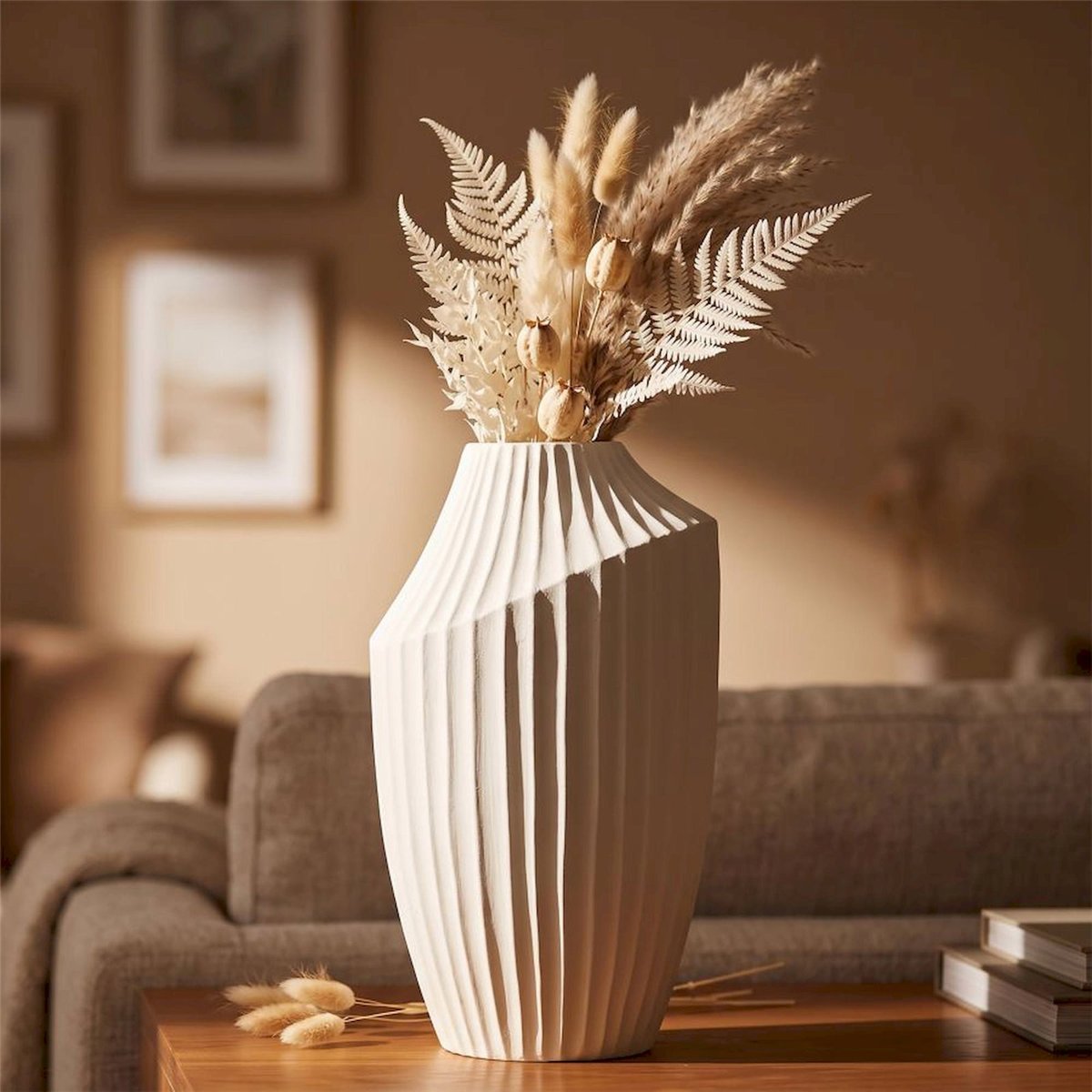 Vase sculptural au relief ondulé MODERN crème, RECOLLECTION