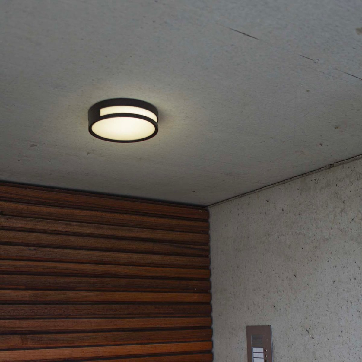 Applique murale d'extérieur sur secteur ROLA aluminium noir LED blanc chaud H4,8cm matt black, LUMISKY