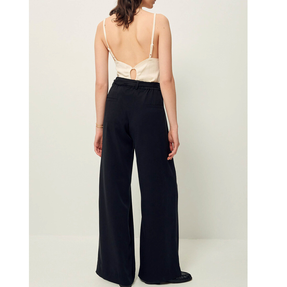 Pantaloni larghi con cintura RIM nero , SESSUN
