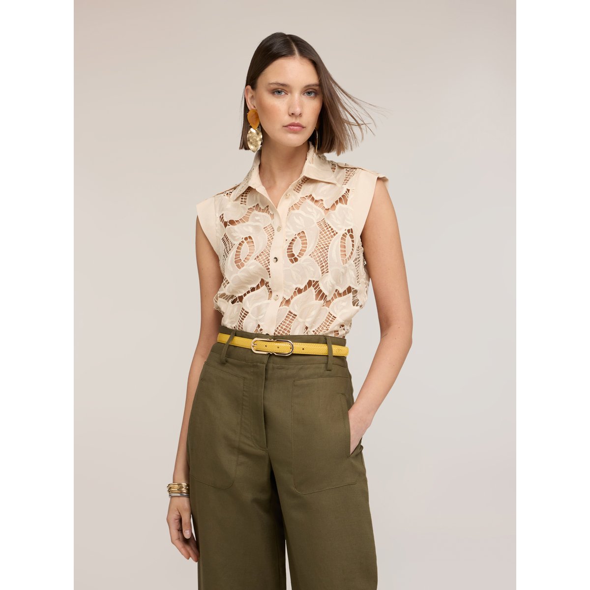 Chemise sans manches beige, MOTIVI