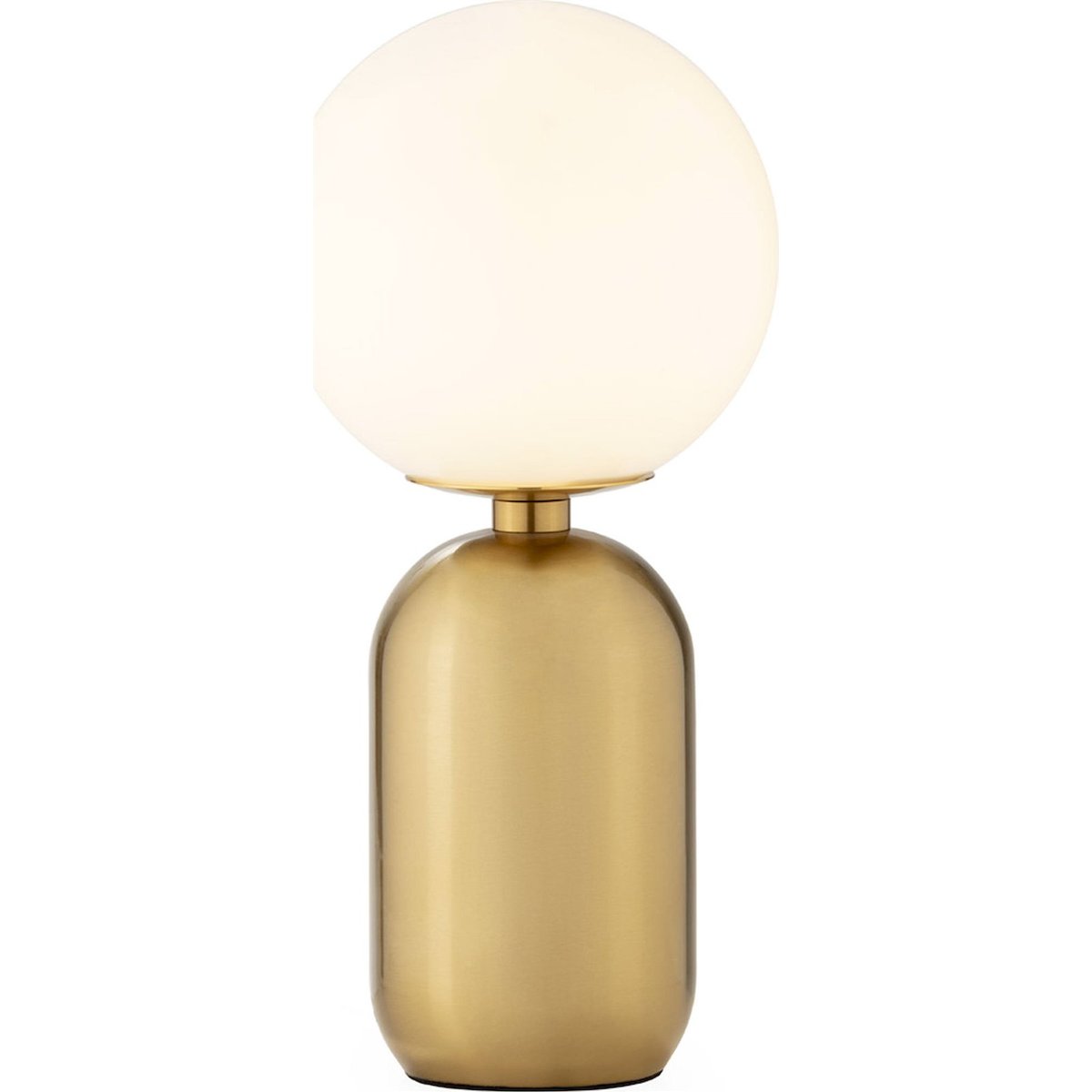Lampe de table en métal et verre doré avec globe blanc opale, RECOLLECTION