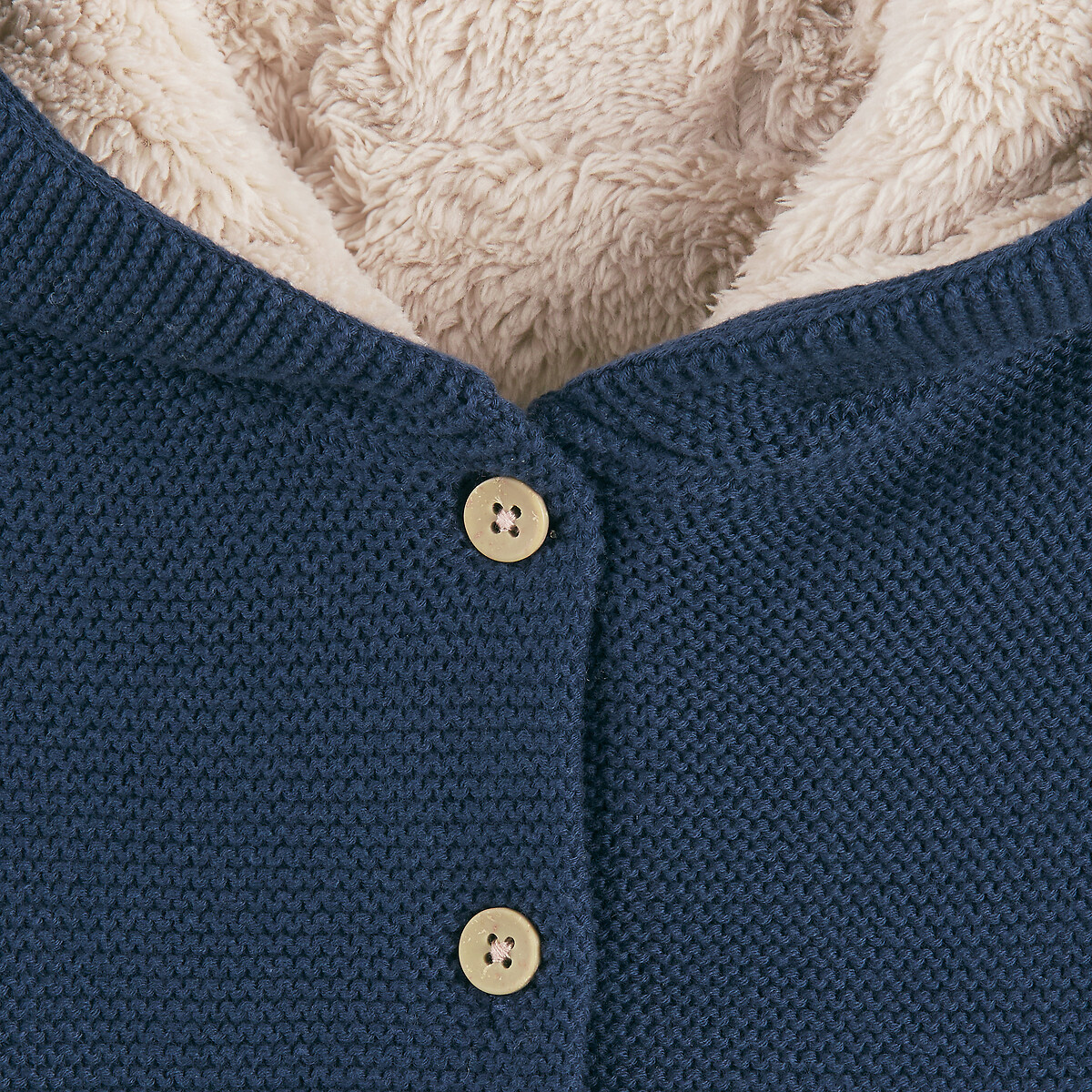 Gilet à capuche en grosse maille, doublé sherpa marine, LA REDOUTE COLLECTIONS