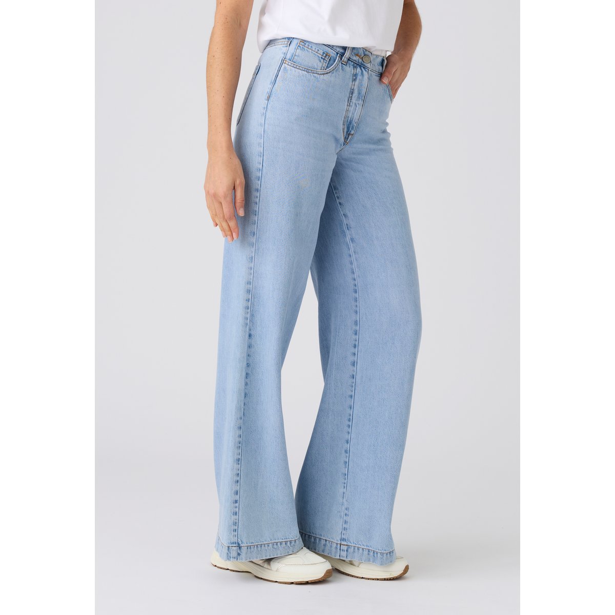 Pantalon large Lyocell Tencel(TM) et coton bleu denim clair, DAMART