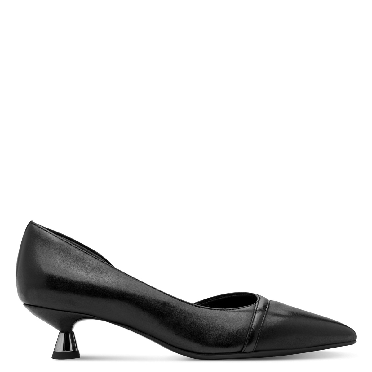 Escarpin pointu noir cuir, TAMARIS