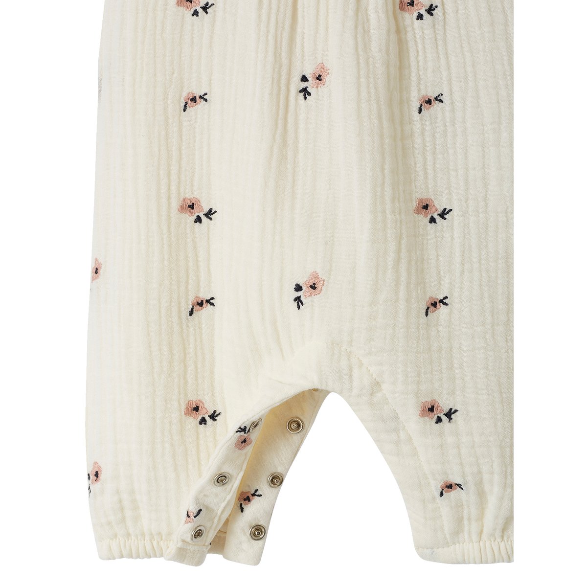 Combinaison bébé naissance brodée en gaze de coton écru, VERTBAUDET