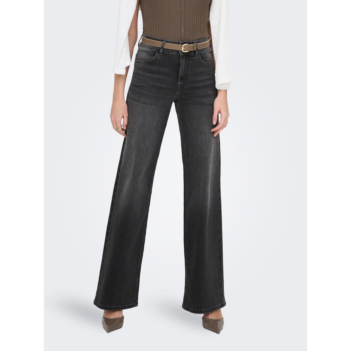 Jean À Jambe Large washed black, ONLY