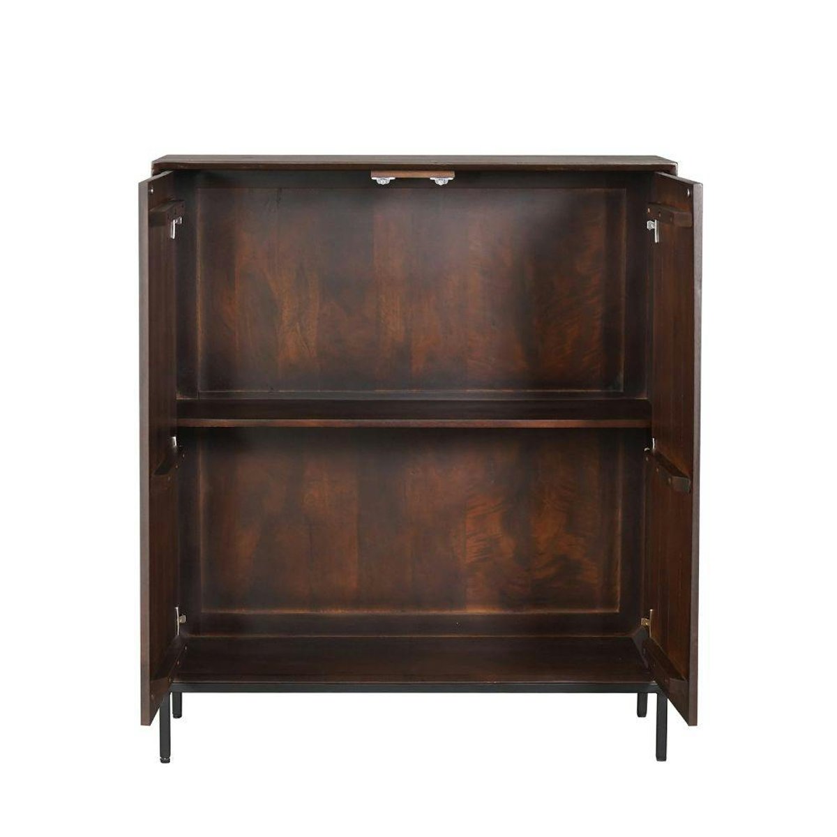 Petit buffet 2 portes en bois rainuré CORTINA marron, PIER IMPORT