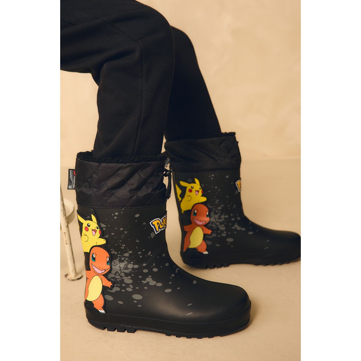 Bottes en caoutchouc fourrées pokémon noir, NEXT