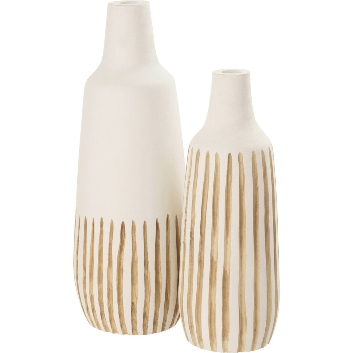 Vase en bois à rayures blanc et bois naturel, RECOLLECTION