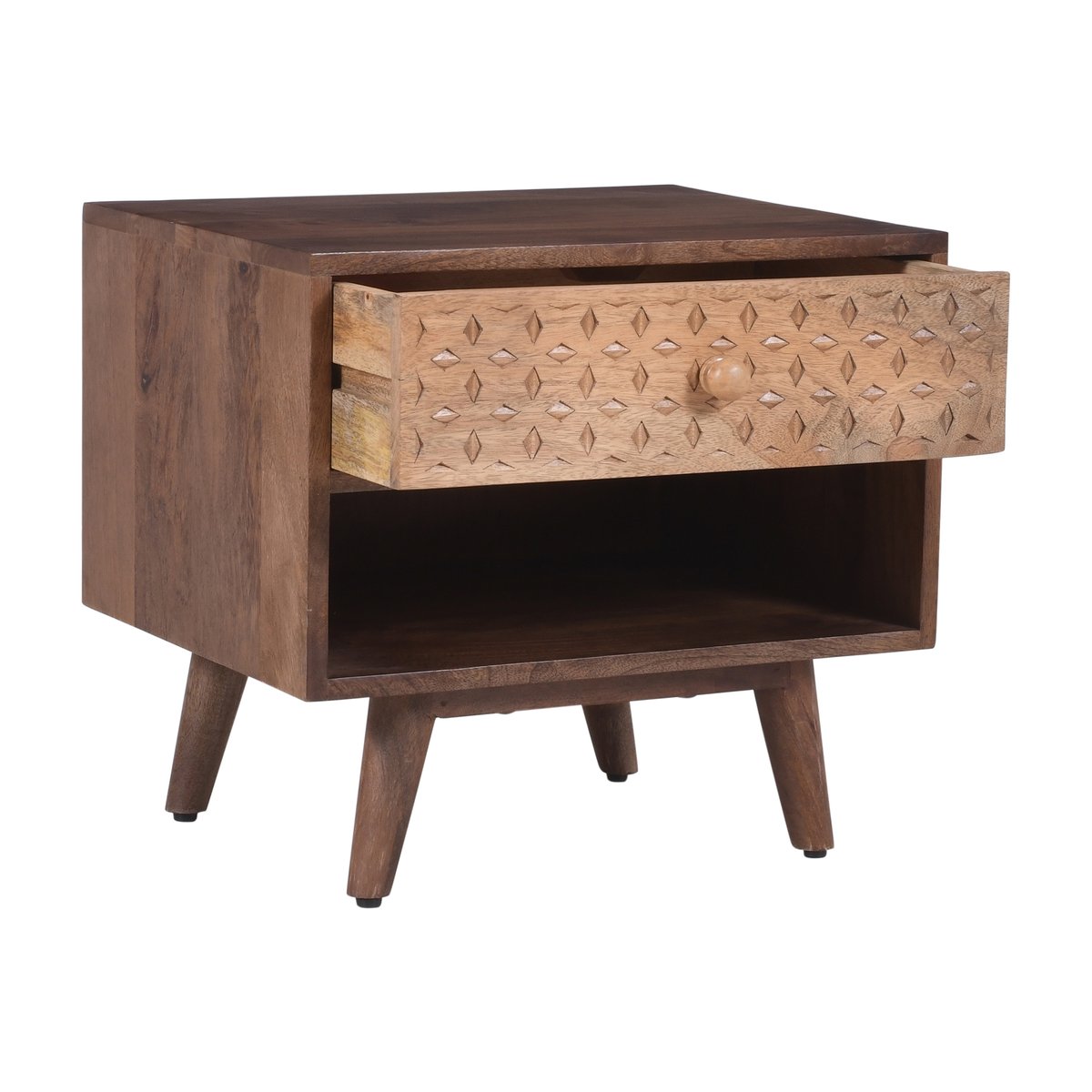 Table de chevet 1 tiroir, bois de manguier, NAGPUR bois, NORDLYS