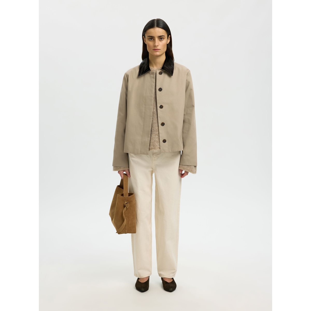 Veste Courte greige, SELECTED