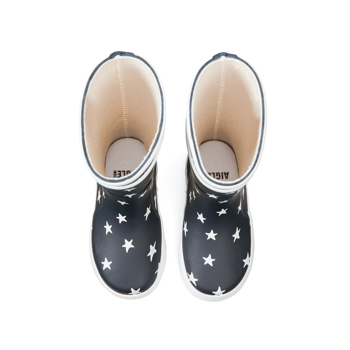 Lolly Pop Play2 regenlaarzen sterrenprint op marine fond, AIGLE