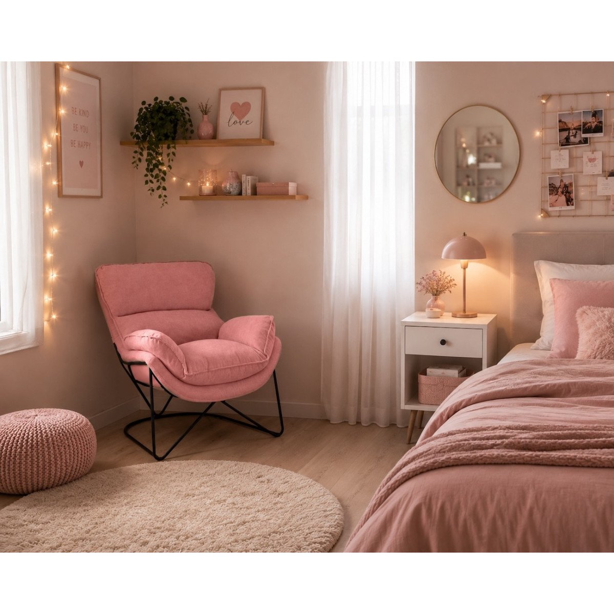Fauteuil en velours - EASY rose, MATHI DESIGN
