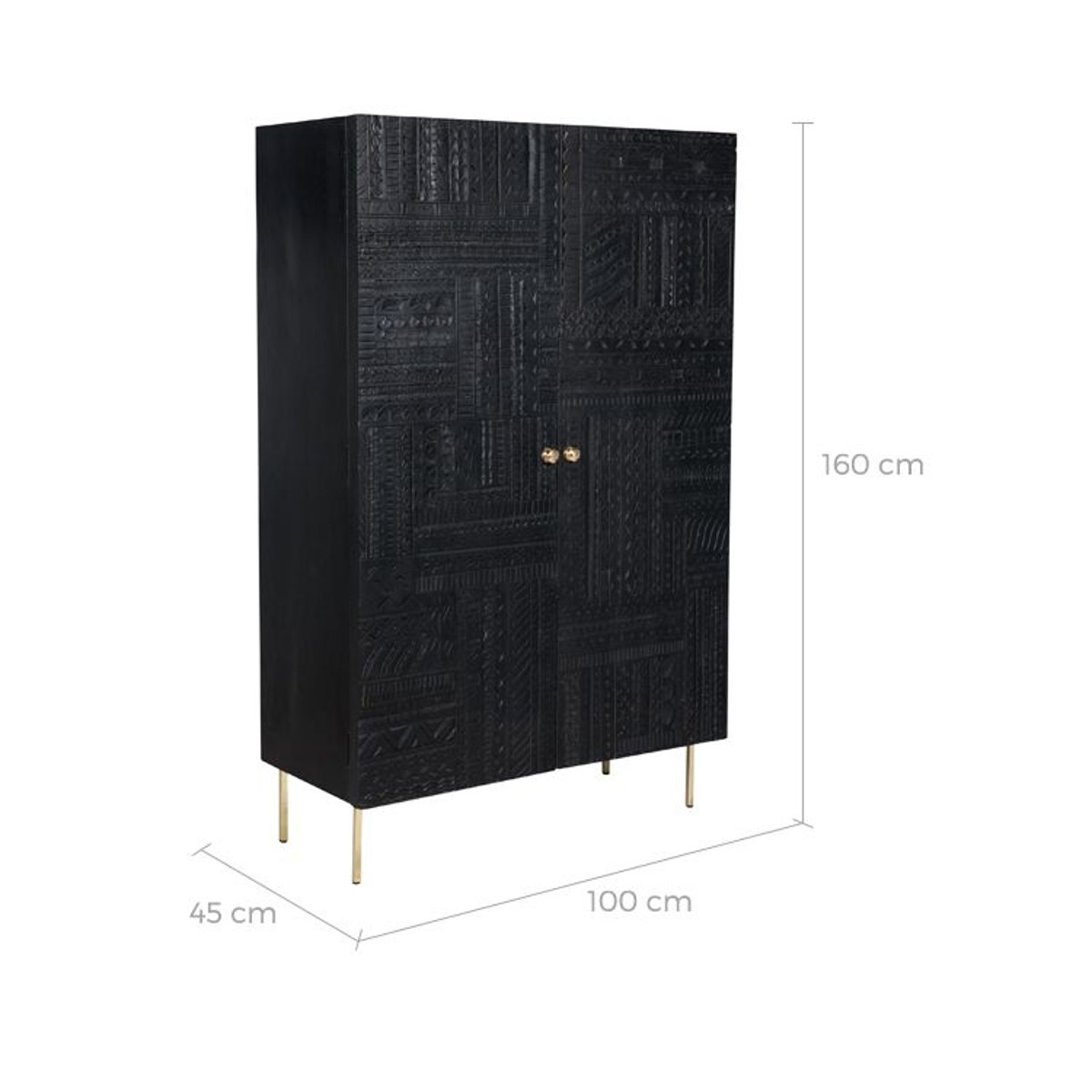 Armoire gravée en bois et métal - CHIMANE noir, MAISON PAVANE