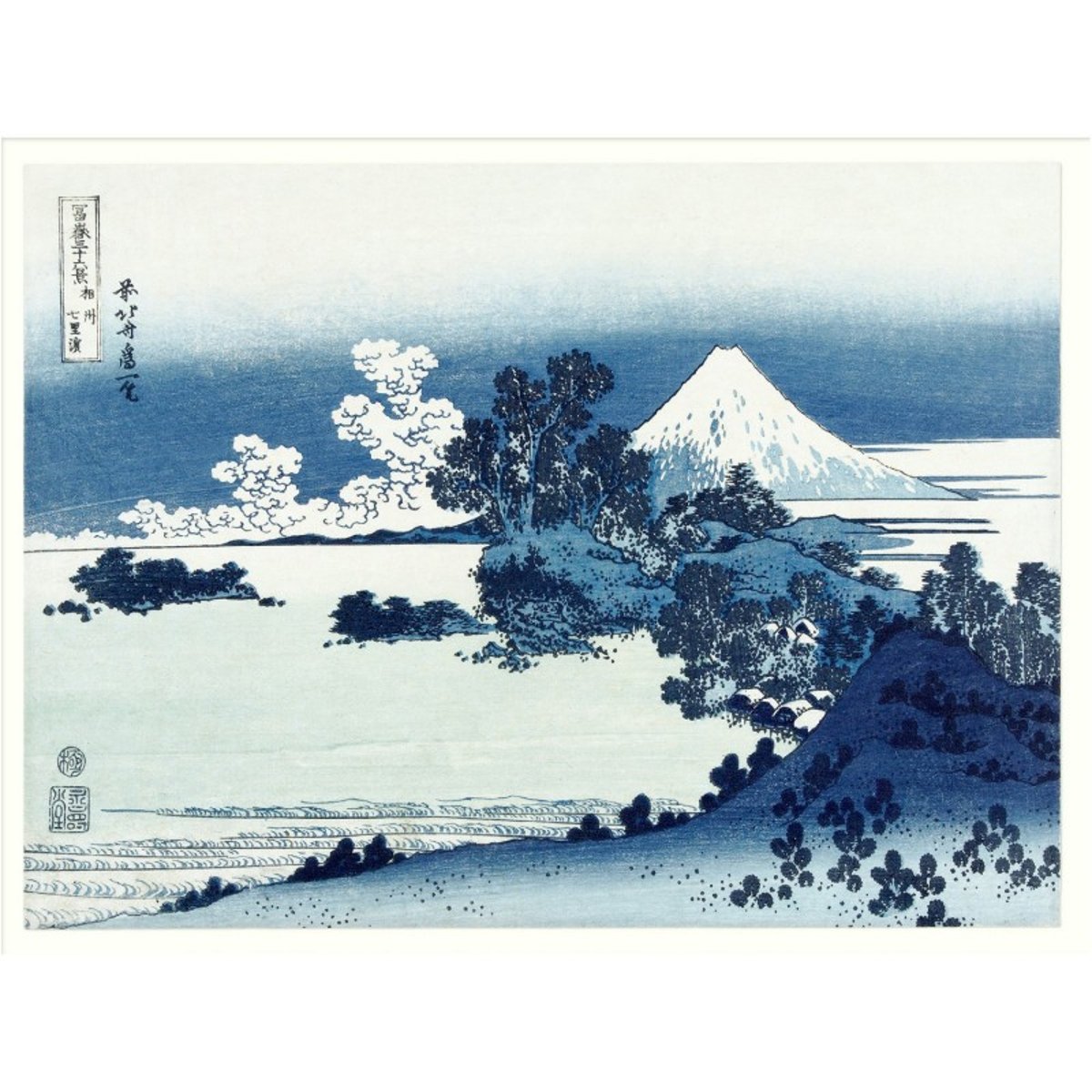 Affiche japonaise Ukiyo-e Fuji and surroundings bleu, THE DYBDAHL CO