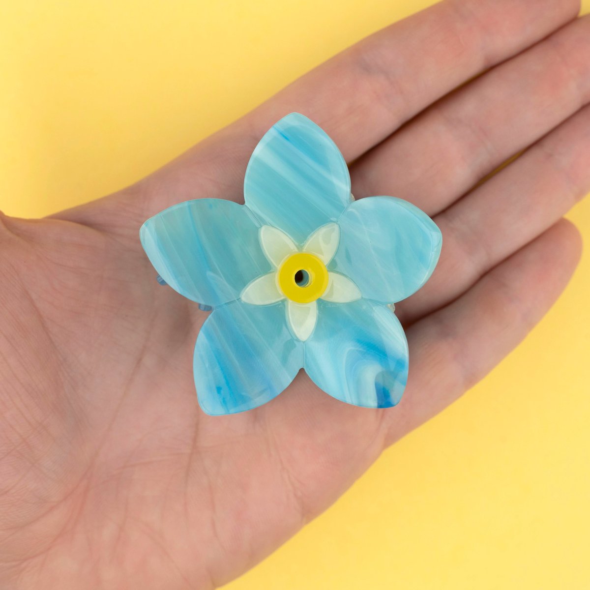 Pince à cheveux MYOSOTIS bleu et jaune, COUCOU SUZETTE