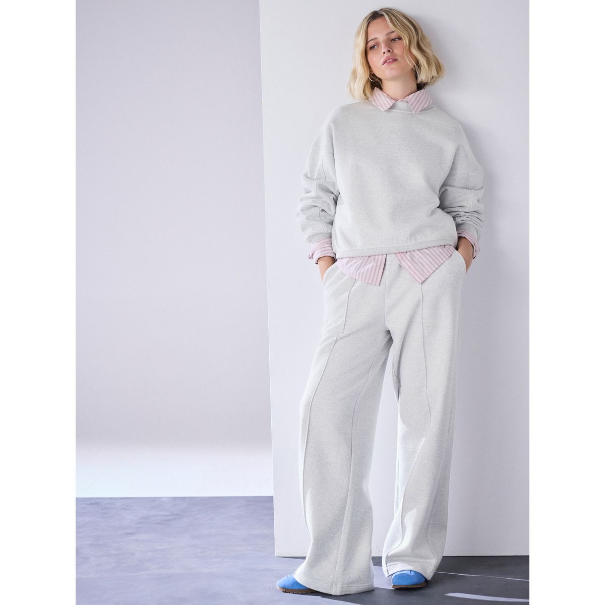Pantalon de jogging coupe large gris, NEXT