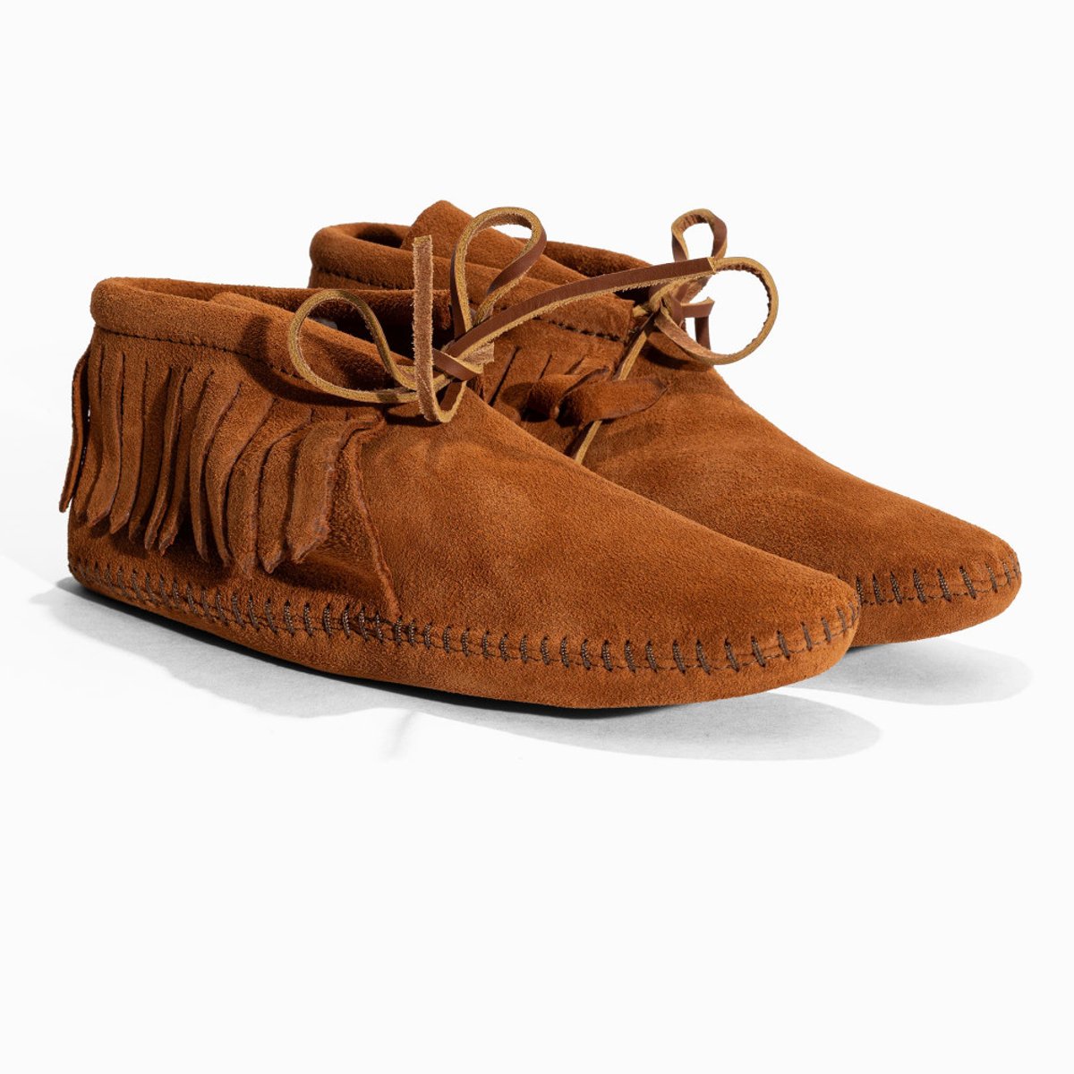 Bottes en cuir Classic Fringe Softsole marron, MINNETONKA