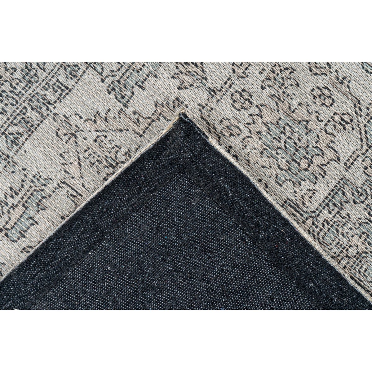 Tapis en coton imprimé style oriental vintage gris vert taupe patiné, ARTE ESPINA