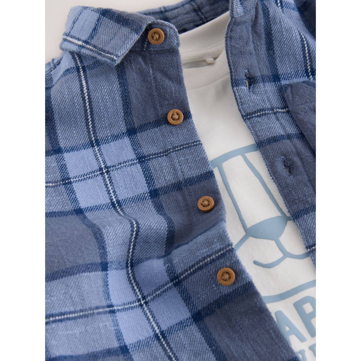 Chemise manches longues et t-shirt, 2 pièces carreaux bleus, NEXT