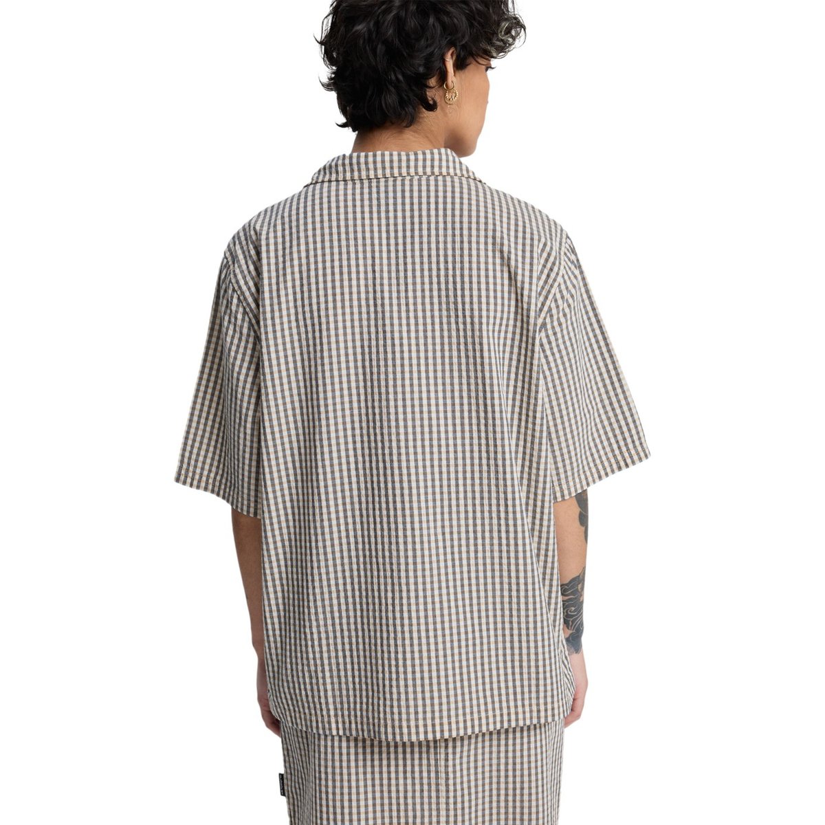 Chemise manches courtes LUDDEN marron khaki gingham qsw, QUIKSILVER
