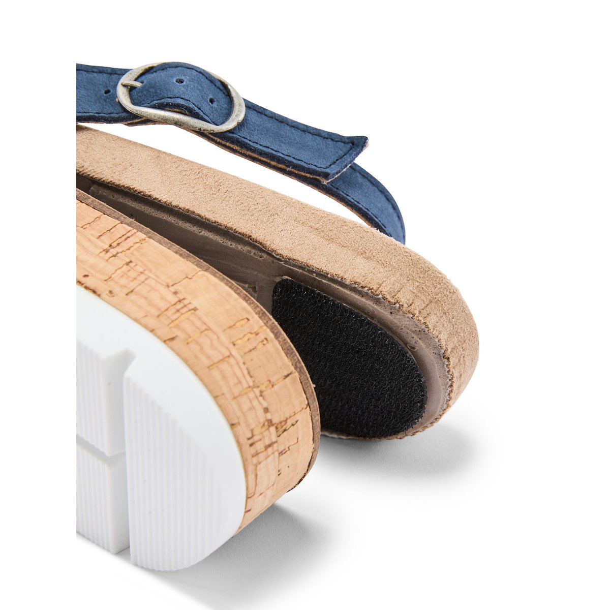 Sandales extensibles doublure cuir bleu, PEDICONFORT