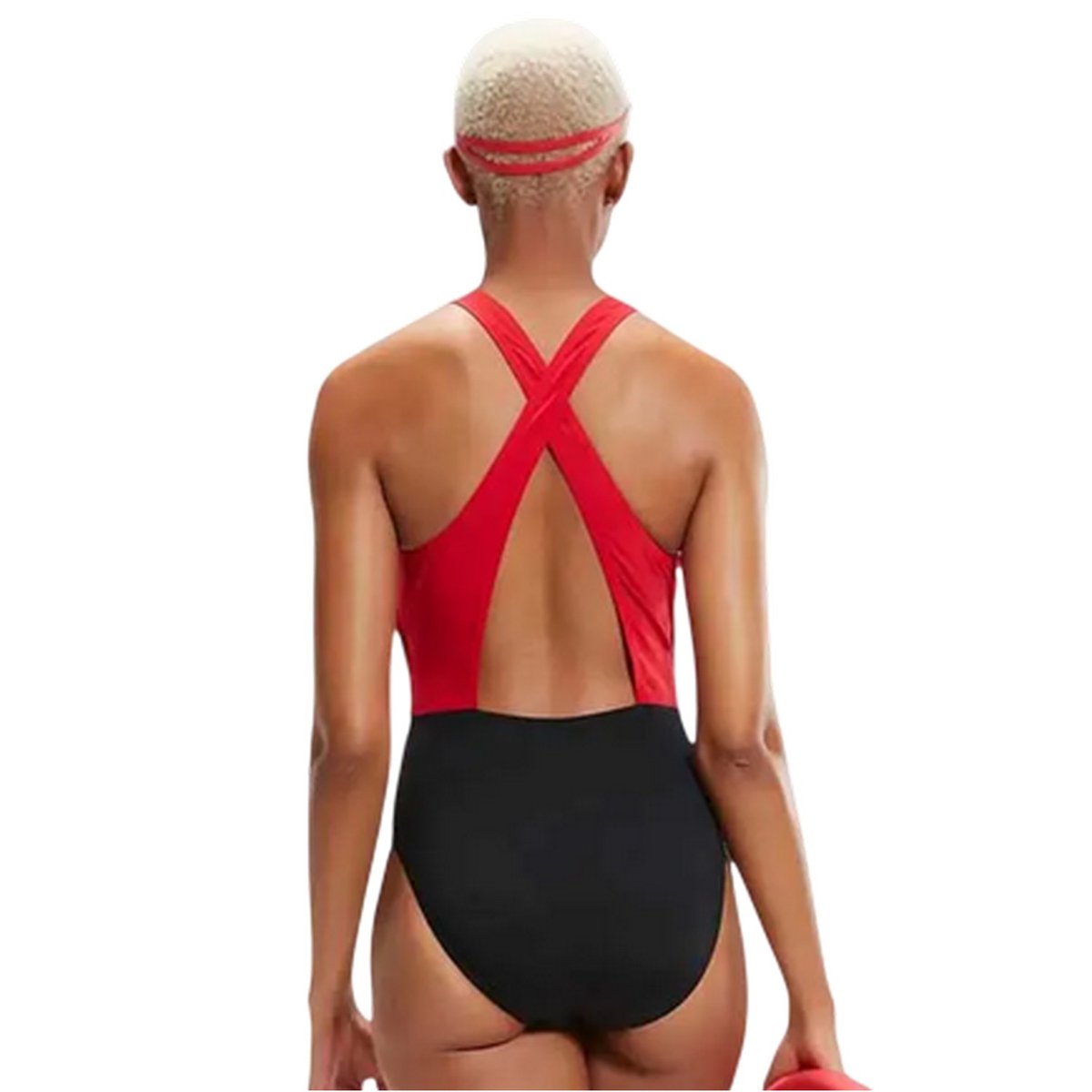 Maillot de bain 1 pièce motif/style blocs de couleurs noir / rouge, SPEEDO
