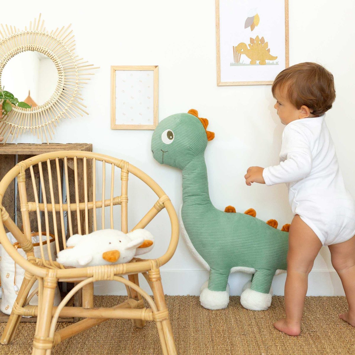 Grande peluche Diplododo vert, marron, TROIS KILOS SEPT