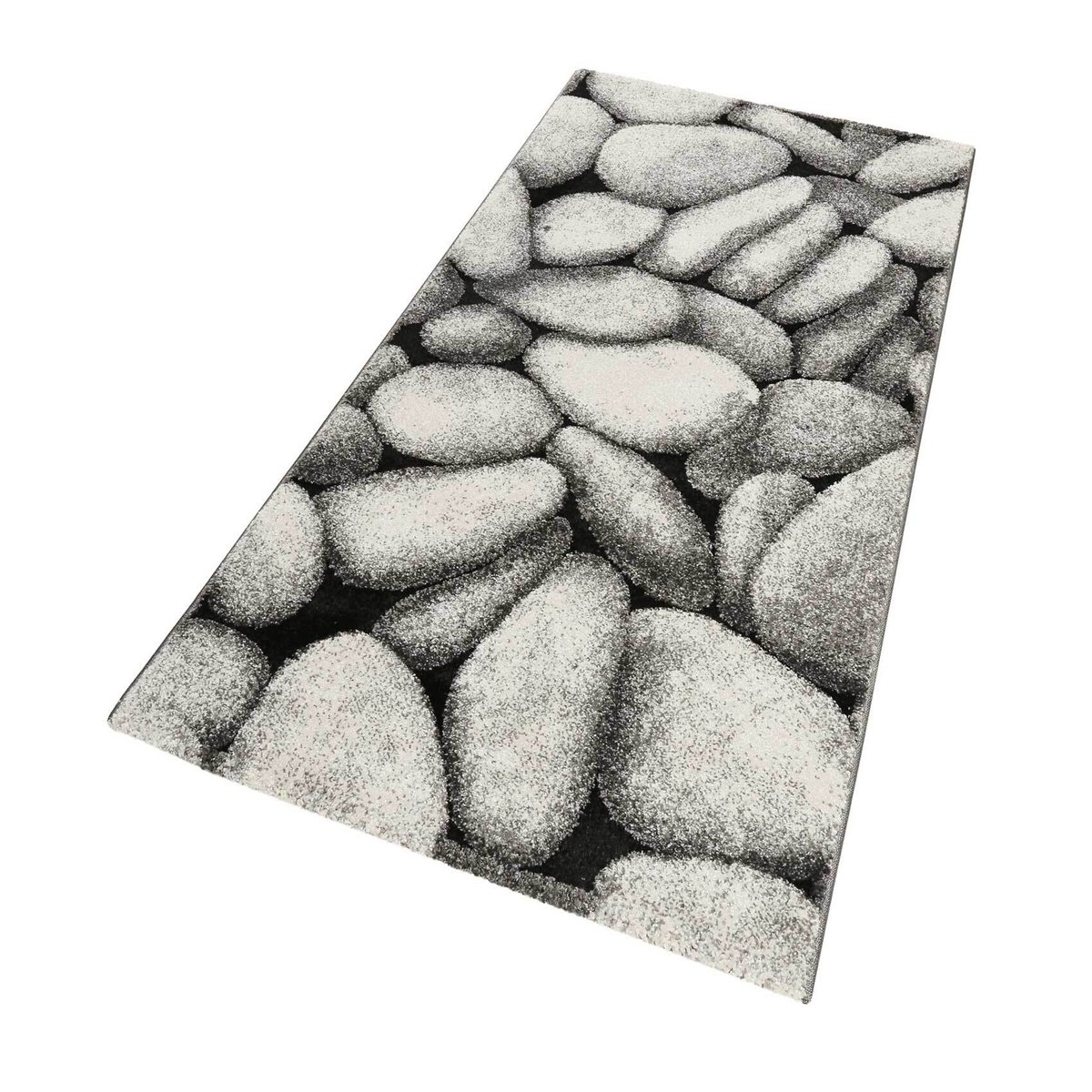 Tapis velours ras motif galets , STONY ISLAND gris, WECON HOME