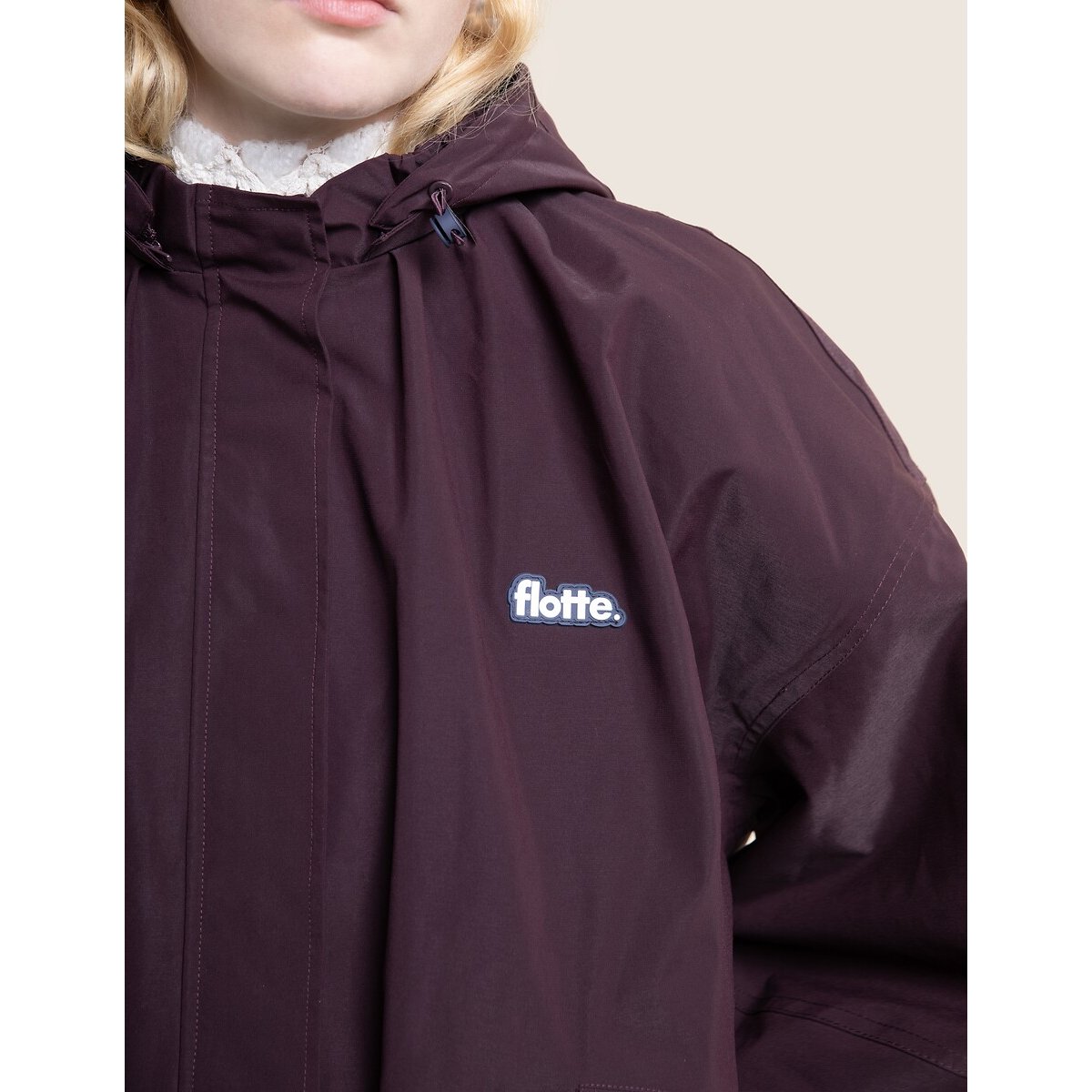 Veste imperméable à capuche amovible, GARANCE cassis, FLOTTE
