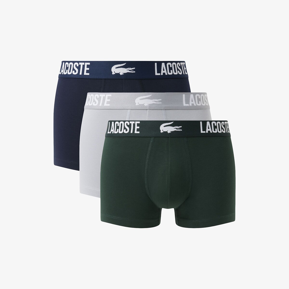 Lot de 3 boxers courts coton stretch vert-3hx, LACOSTE