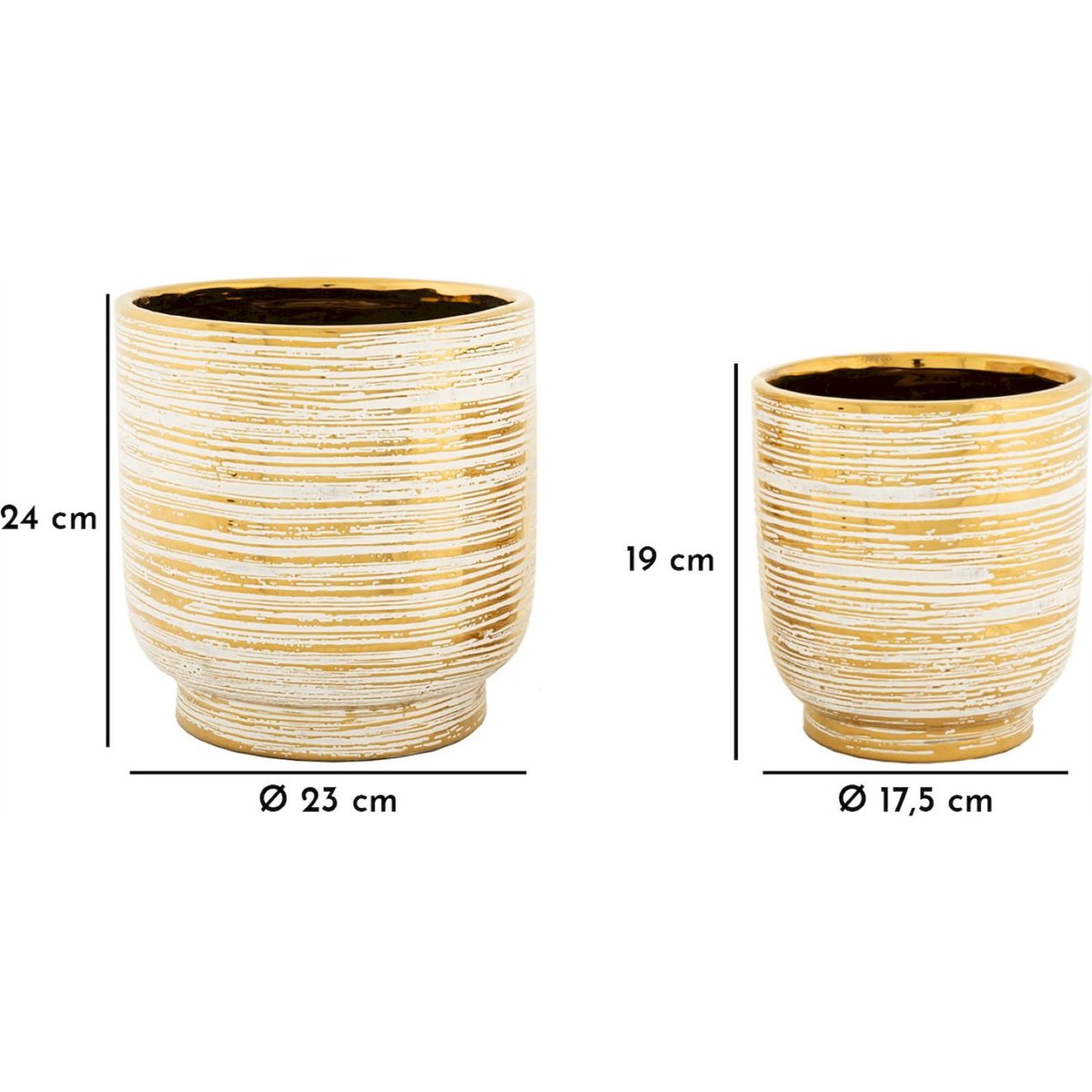 Lot de 2 vases en céramique reliefs GLAM blanc et or, RECOLLECTION