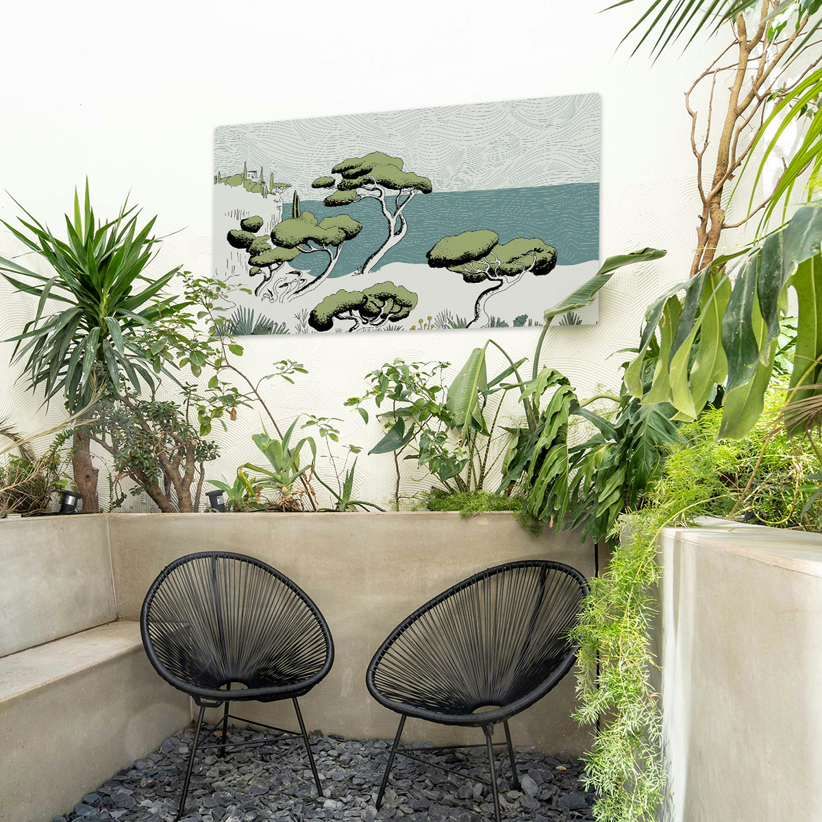 Tableau extérieur calanques, 120x80 cm noir, ACTE DECO