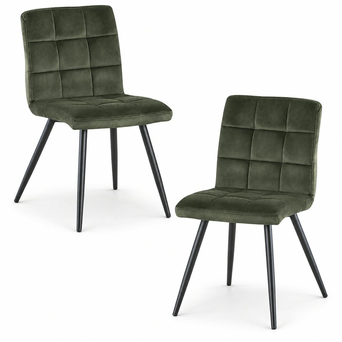 Chaise en velours capitonné (lot de 2) MALMOE kaki, PIER IMPORT
