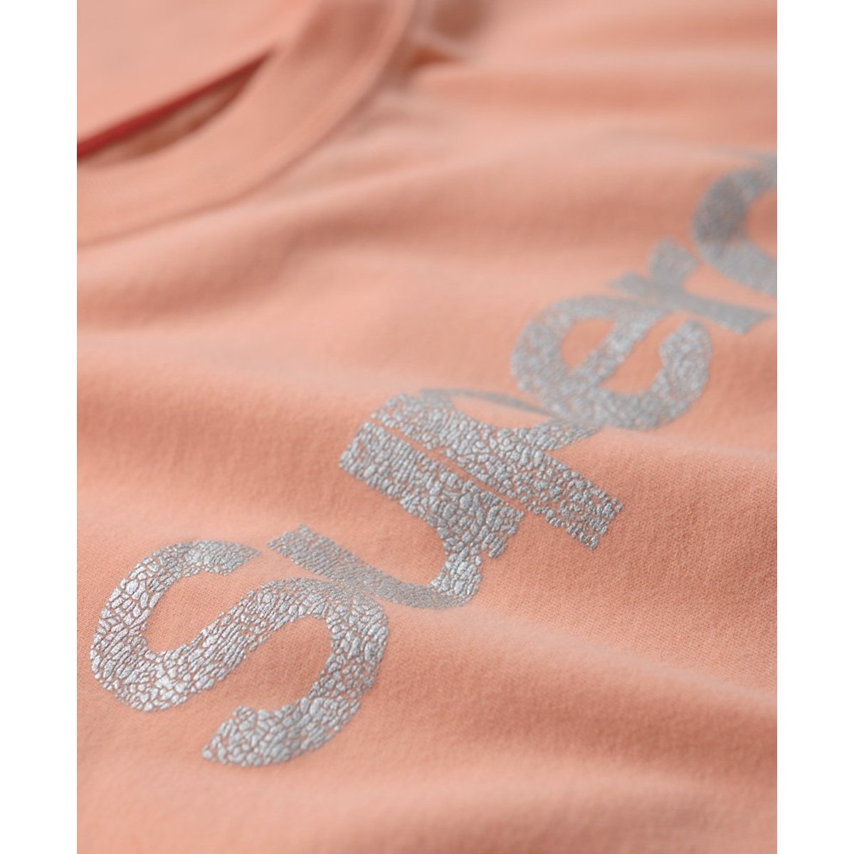 T-shirt Core à logo métallisé rose punch papaye, SUPERDRY