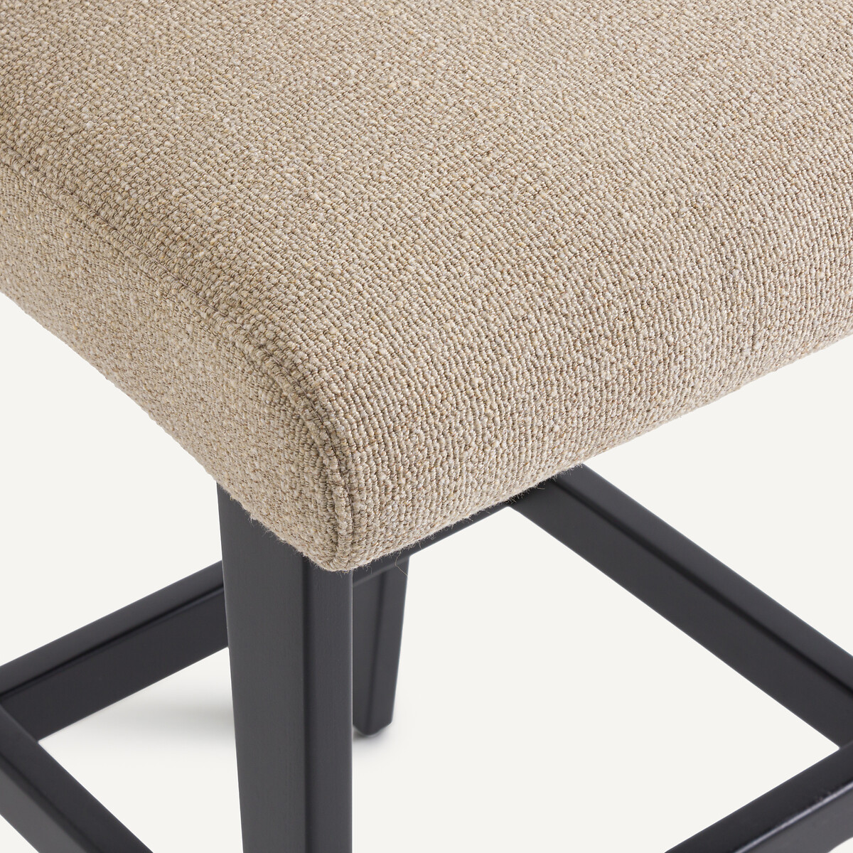 Chaise de bar en hêtre massif et tissu texturé, IZAG moka, AM.PM