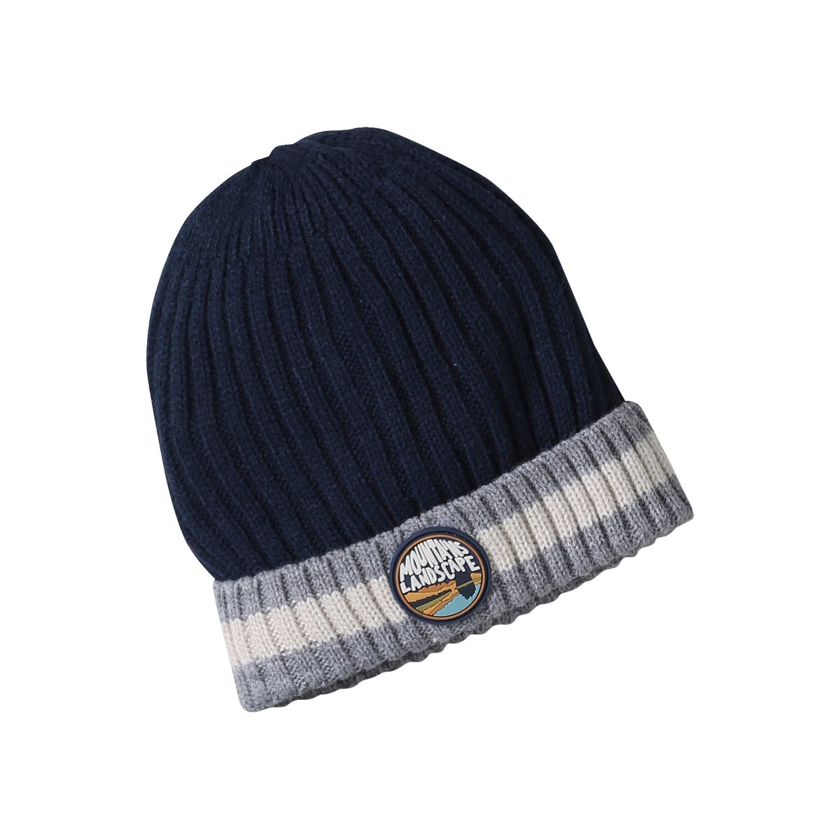 Ensemble bonnet + snood + gants « Montagnes » bleu nuit, VERTBAUDET