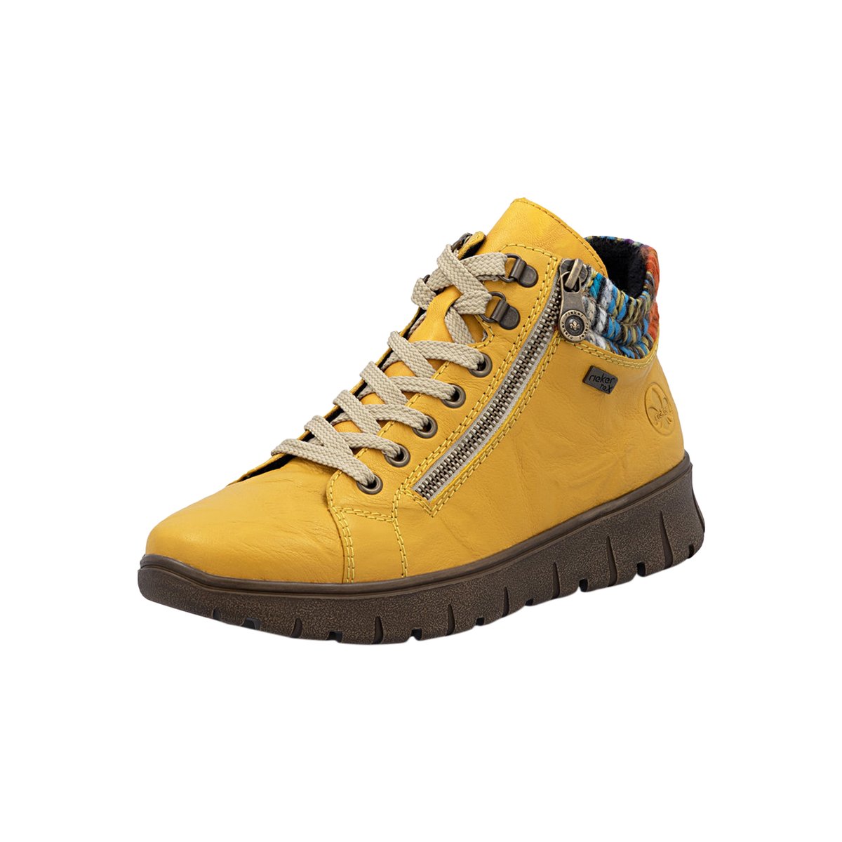 Basket Montante Cuir Odeon jaune, RIEKER
