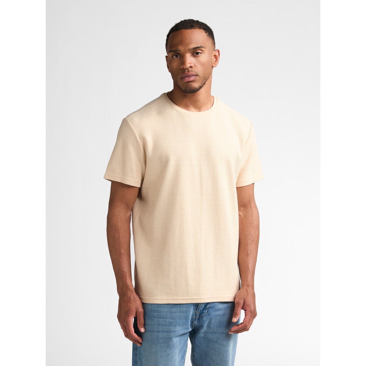 T-shirt en coton, coupe droite owens blanc stone white, PETROL INDUSTRIES