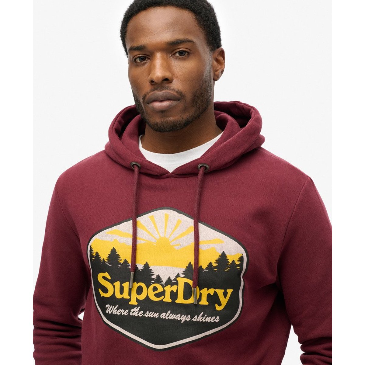 Sweat à capuche  Sun Tab rouge porto, SUPERDRY