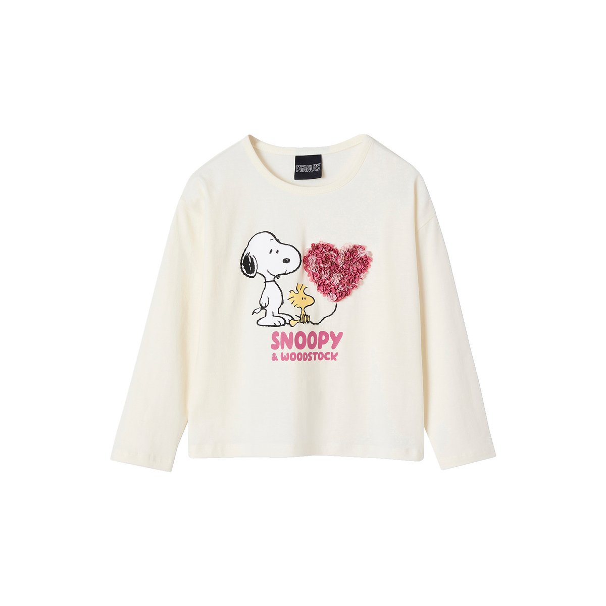 Tee-shirt manches longues Peanuts Snoopy écru, VERTBAUDET