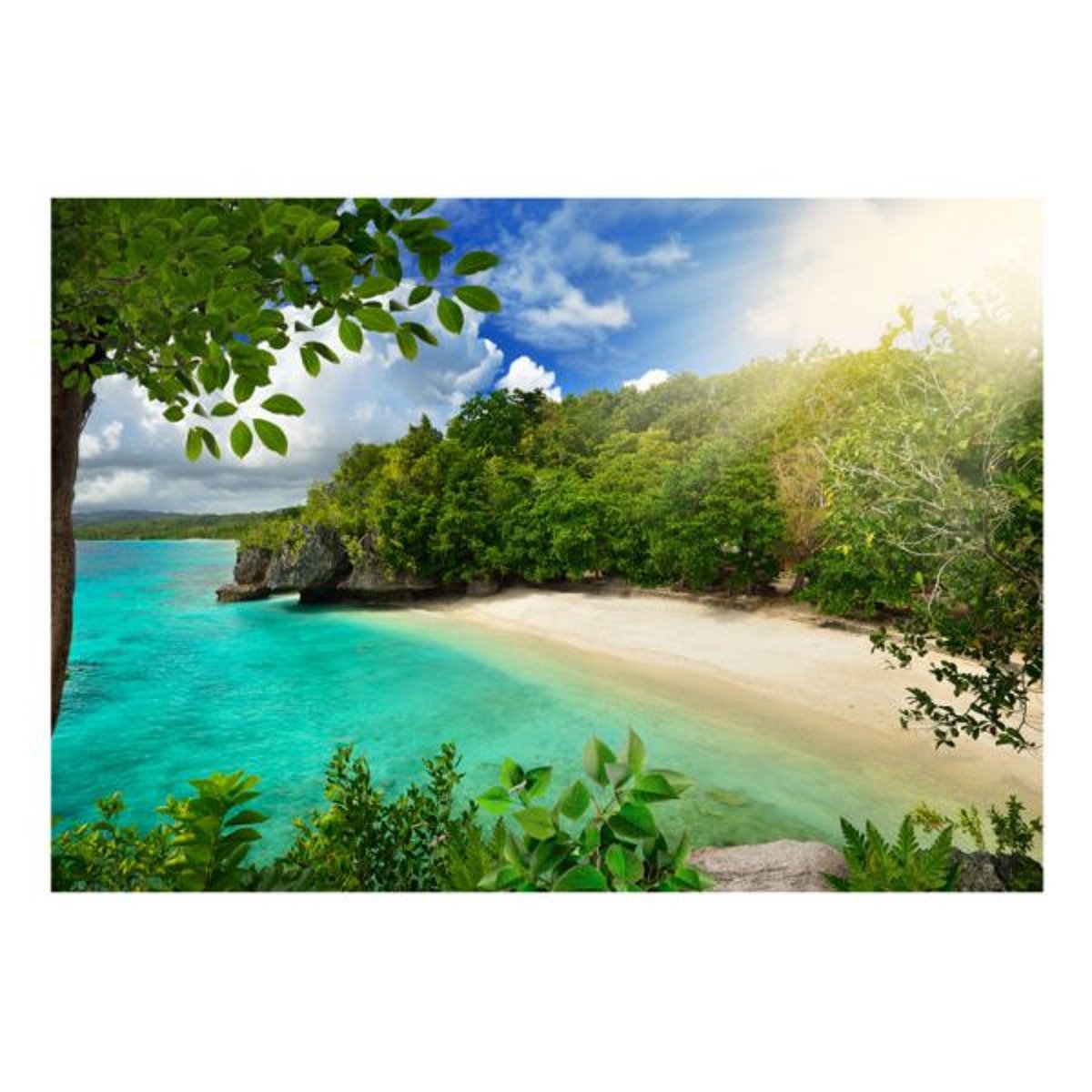 Papier peint intissé panoramique Paysage Sunny beach vert, EDEN