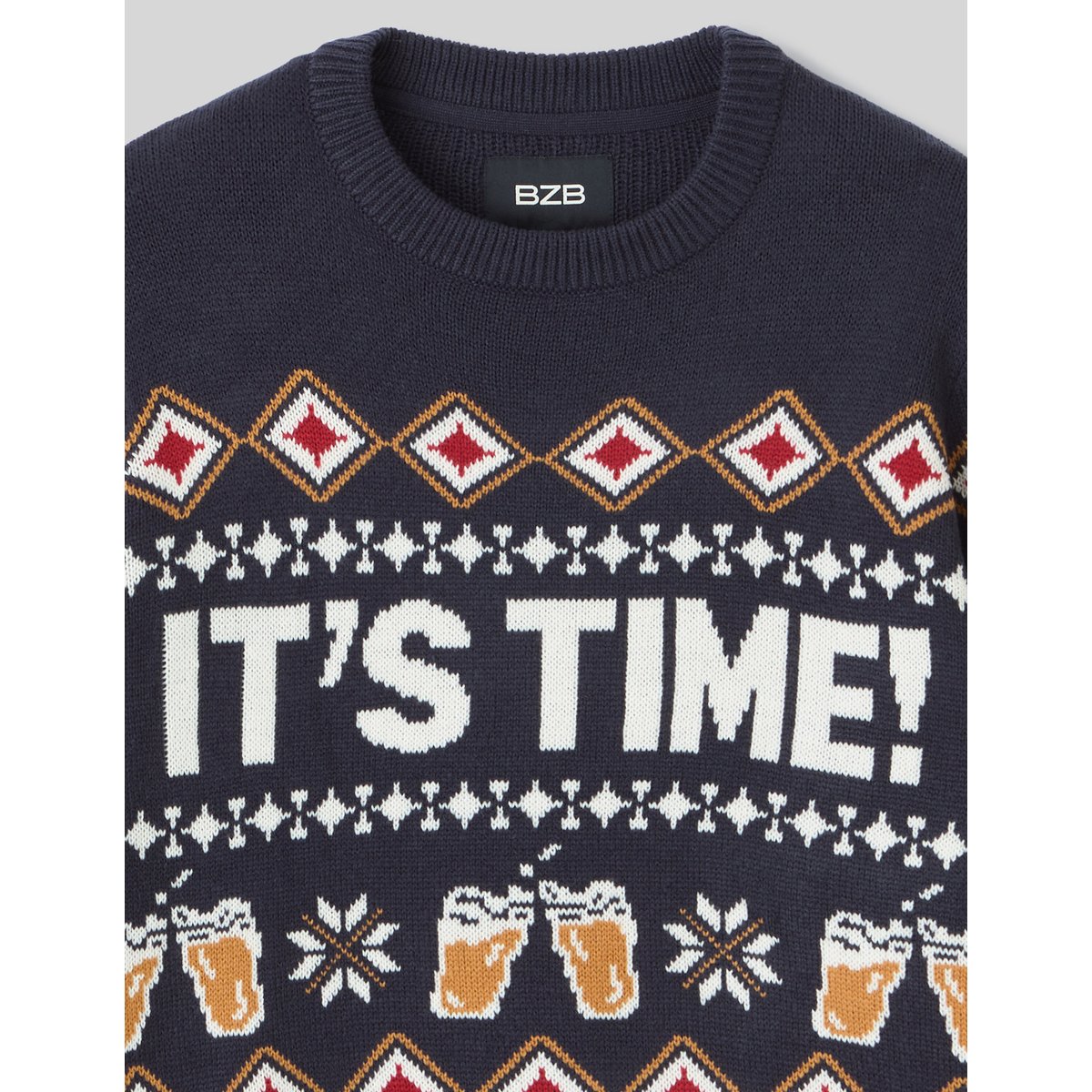 Pull jacquard noël bleu foncé, BZB