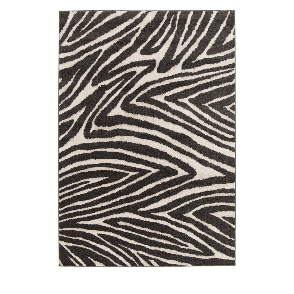 Tapis graphique à motif zébré- ZEBRA gris anthracite, DRAWER