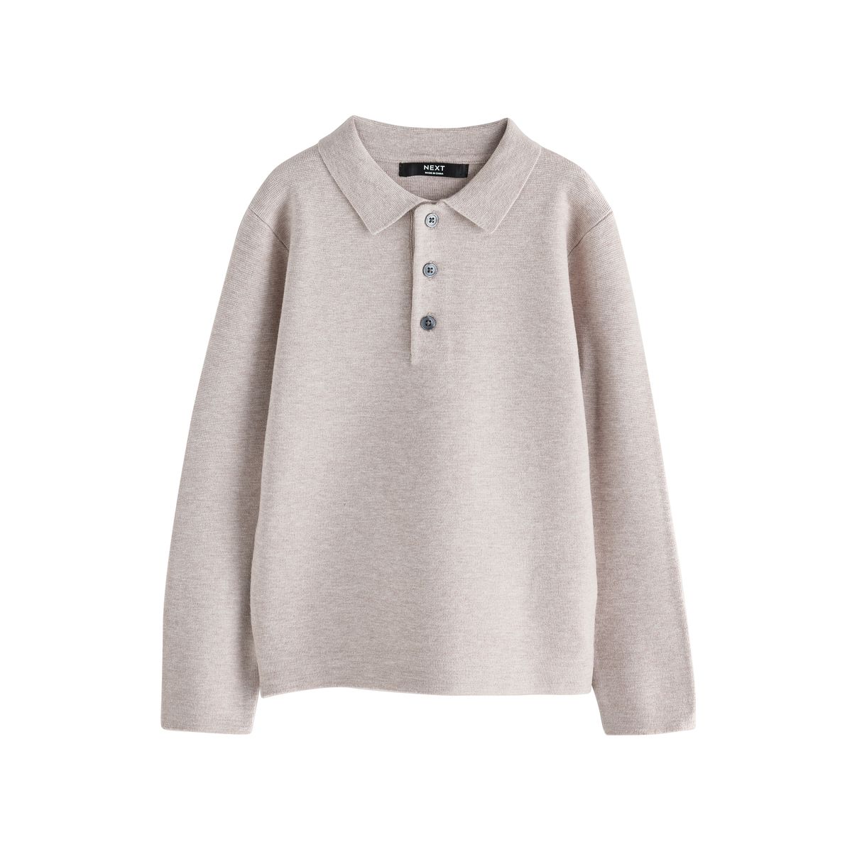 Polo en maille à col boutonné naturel, NEXT